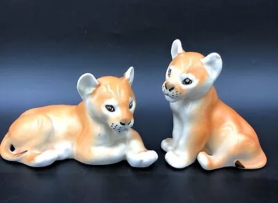 Buy Lomonosov USSR Porcelain Pair Of Lion Cubs Ornament Figures Animal • 23.99£
