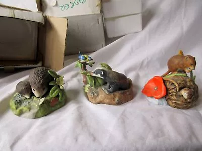 Buy 3 Vintage Peter Barrett Franklin Porcelain Figures Badger, Mouse And Hedgehogs • 0.99£