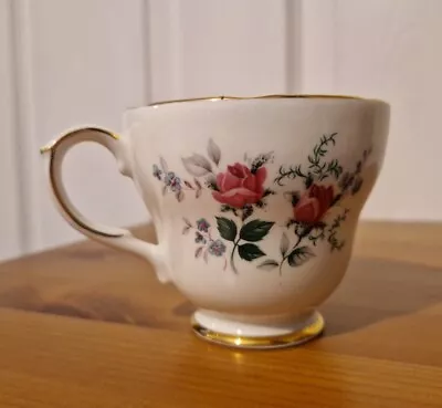 Buy Vintage White Bone China Tea Cup With Delicate Gilt & Pink Rose Design • 5£