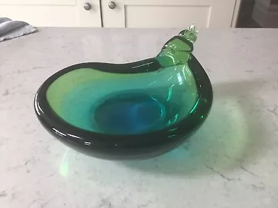 Buy Vintage 1960s Scandinavian Art Glass Dish Green & Blue  VGC • 18.99£