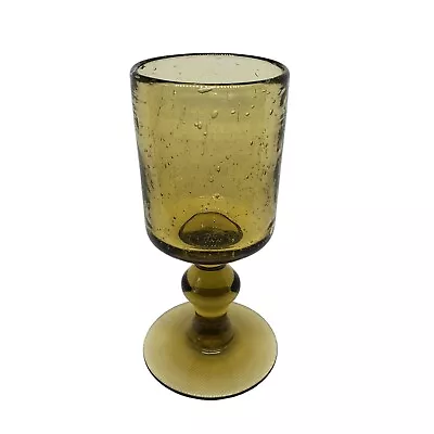 Buy RARE MCM Set Of 2 HANDBLOWN LaVerrerie De Biot Olive Green Bubbly Wine Glasses • 60.68£