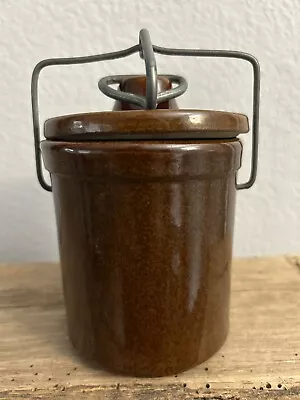 Buy Vtg Brown Glaze Stoneware Cheese Old Country Ceramic Farmhouse Storage Crock Jar • 15.83£