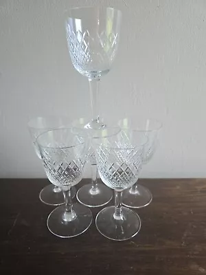 Buy Set Of 6 VTG Cut Clear Crystal Glass Champagne/Wine/Water Glassware • 26.83£