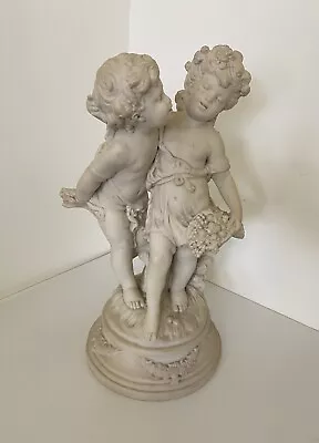 Buy Vintage Parian Ware Sculpture Two Figures Harvest Themed 50cm By 25cm • 75£