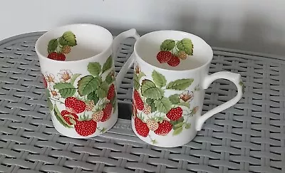 Buy His & Her's Roy Kirkham Fruit Garden Collection Strawberry Bone China Mugs. 1990 • 15£