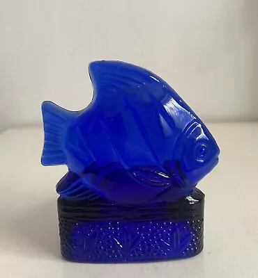 Buy Vintage Cobalt Blue Glass Fish Tea Light Candle Holder • 15£