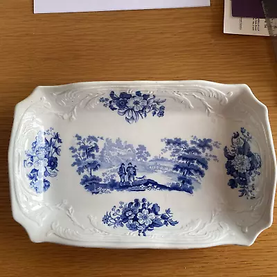 Buy Antique Turner The Villager Pattern Blue & White Pearlware Rect Plate C1800 • 18.50£