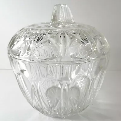 Buy Apple Shaped Glass Trinket Pot W/Lid 4.5  Glass Patterned  Home Birthday Gift • 9.95£