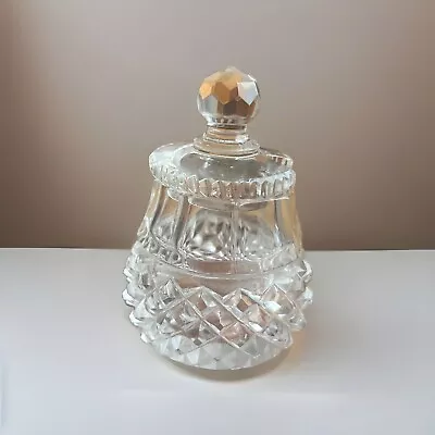 Buy Cut Clear Glass Lidded Condiment Salt / Mustard Pot Vintage Jar Diamond Pattern • 8£