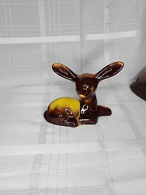 Buy Vntg Blue Mountain Pottery Fawn Deer Big Ears Harvest Gold Drip Glaze Figurine • 16.77£