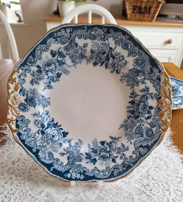 Buy RARE Antique Copeland China Blue, White & Gold Octagonal Cake Plate July 1898 • 22.50£