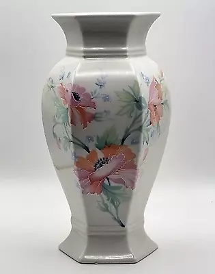 Buy ROYAL WINTON Fine Ceramic Hexagonal Decorative Floral Vase 1980 VINTAGE RARE VG+ • 8.99£