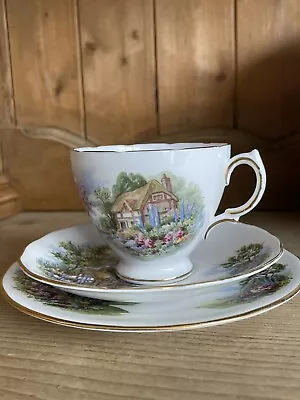 Buy Vintage Royal Vale Bone China Tea Cup Trip Cottage Scene • 6£