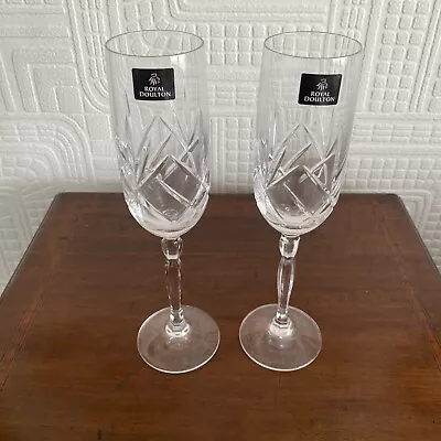 Buy Two Lovely Royal Doulton Crystal Champagne Flutes • 19.99£