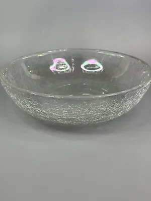 Buy Clear Crackle Glass Bowl With Iridescent Finish, 8.75” • 21.06£