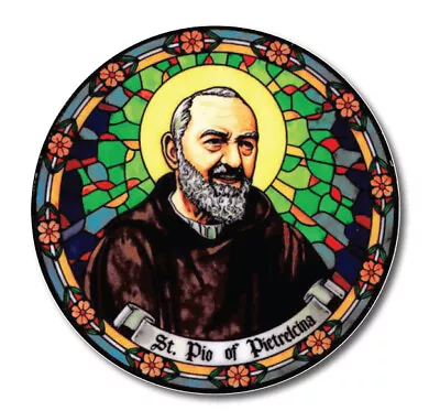 Buy St. Padre Pio Suncatcher Stained Glass Window Sticker 6 Inch Sun Catcher • 4.50£