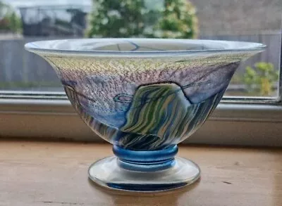 Buy Isle Of Wight Studio Glass Footed Seascape Bowl Gold Label Michael Harris Design • 145£