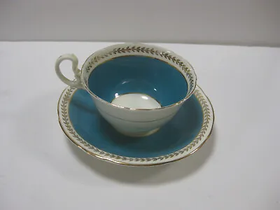 Buy Vintage Aynsley Tea Cup & Saucer Turquoise Blue Gold England Bone China • 11.20£