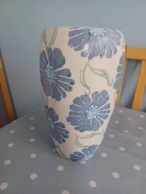 Buy Park Rose Pottery Blue Flowered Vase 23cm • 10£
