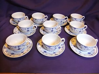Buy Denmark Pattern 10 X Tea Cups & Saucers, By Two Makers Furnivals & Johnson Bros • 50£