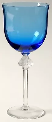 Buy Lalique Crystal France 7½” Roxane Blue Wine Goblet Glassware Abstract Women • 163.09£