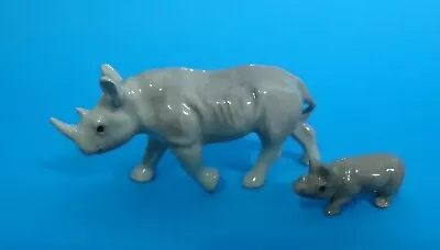 Buy * Hagen Renaker Miniature Ceramic Wild Animals Rhino And Baby • 13.50£