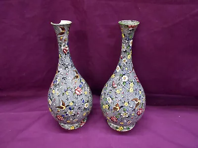 Buy Antique Dean's Burslem Chintz Vases   2570 • 7.99£