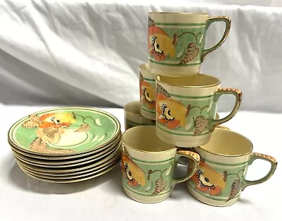 Buy Gray's Pottery Small Coffee Cups Saucers Demi Tasse Sunbuff Art Deco Vintage X7 • 24.99£