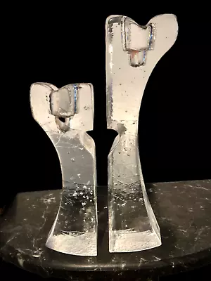 Buy Kosta Boda Candlesticks  Connect Clear Heart  Art Glass~kjell Engman Designer • 145£