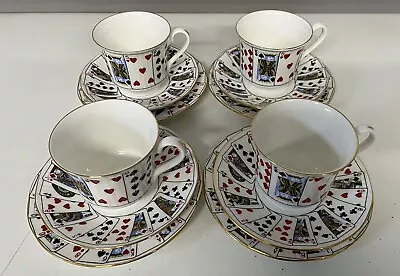 Buy Queens Staffordshire 12 Piece Cup Saucer & Cake Plate Set Playing Card Design • 25£