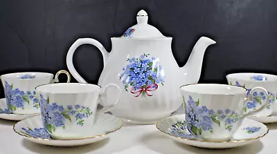 Buy Arthur Wood & Son Staffordshire England Teapot With 4 Cups/saucer Serving Set • 54.75£