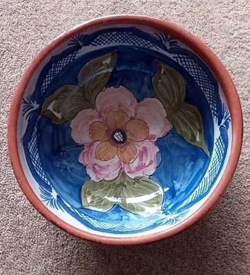 Buy Handmade Pottery Bowl Floral Pattern, Portugal Preloved Home Decor Kitchen • 9.50£