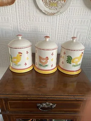 Buy Set Of 3 Laura Ashley Hens Pattern Storage Jars 1995 • 30£