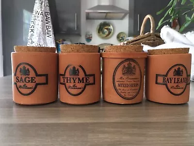 Buy Mr.Brannam’s Set Of 4 Terracotta/Cork Herb Pots Two Lids Are V Slightly Damaged • 6£