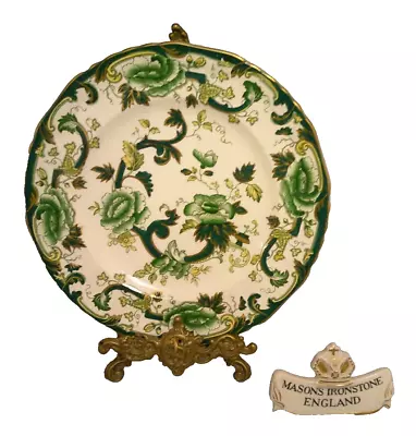 Buy Vintage Masons Ironstone Iron Stone Green Chartreuse Dinner - Cabinet Plate • 10£