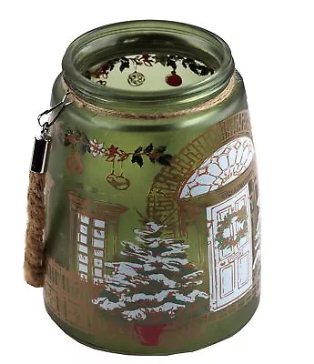 Buy Christmas Large Glass Lantern Candle Holder Ornament  - Green Victorian House • 16.49£