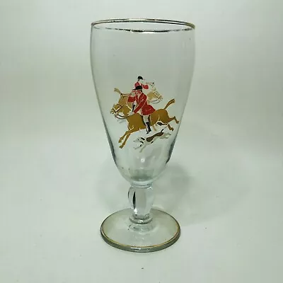 Buy Vintage Tall Glass Tumbler Gold Trim Rider On Horse Hunting Scene • 10.99£