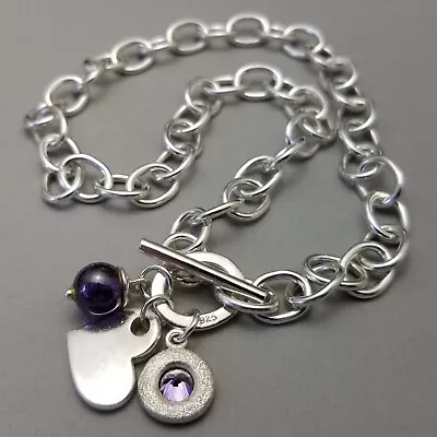 Buy Solid Sterling Silver Amethyst Glass Necklace Hallmarked 40.5cm (16 ) 44.5g • 89.99£