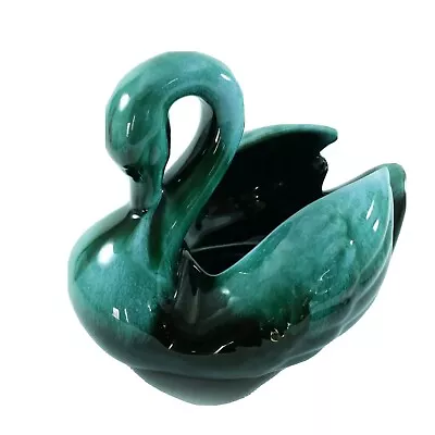 Buy Blue Mountain Pottery Swan 7.5  Black Green Planter Bird BMP  • 9.27£