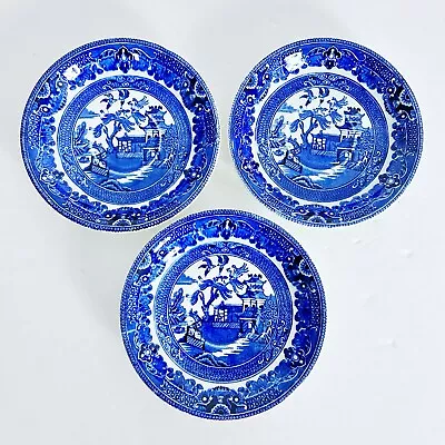 Buy Vintage Burleigh Ware Blue Willow Saucers Set Of 3 Blue And White Saucer Only • 18.78£