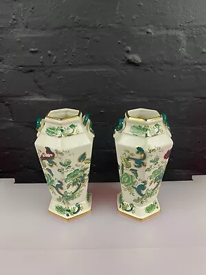 Buy Masons Ironstone Chartreuse Serpent Vases 22 Cm High Pair • 59.99£