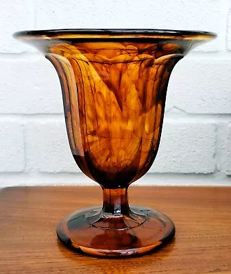 Buy Art Deco 1930s Davidson Amber Cloud Glass Vase #294 • 29.99£