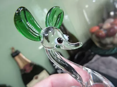 Buy A Vintage Murano Art Glass Miniature Animal Figurine Fawn/deer - Green/clear Vgc • 9£