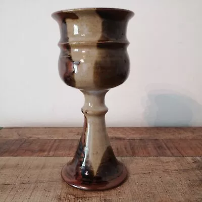 Buy Vintage Stoneware Pottery Brown Large Goblet Home Decor 8.5  • 7.99£