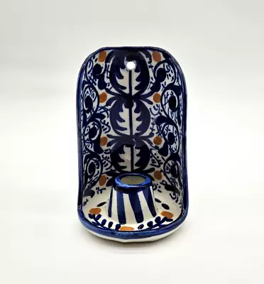 Buy Vintage Hand Painted Blue And White Candle Holder, Wall Sconce • 12.50£