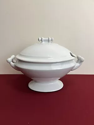 Buy 🔵🔵 Antique ~1890's J&G Meakin White Ironstone China Soup Tureen 13 X8    • 163.09£