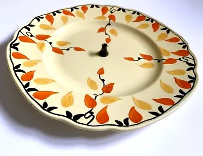 Buy LAWLEYS' NORFOLK POTTERY ART DECO CAKE STAND PLATE Autumn Leaves • 9.99£