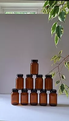Buy 10 X 100ml Vintage Small Brown Glass Jars. Kitchen Spice Or Shed/Gararge Storage • 13£