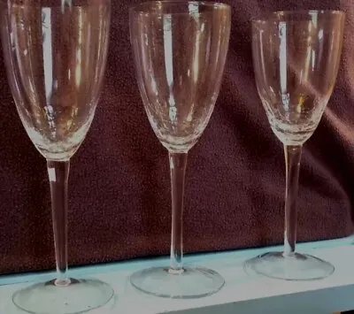 Buy Lenox STACCATO Wine Goblet 9  Long Stem Crackled Glass Crystal (Set Of 3) • 27.96£