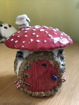 Buy Handmade Pottery Fairy Mushroom T Light Holder • 15£